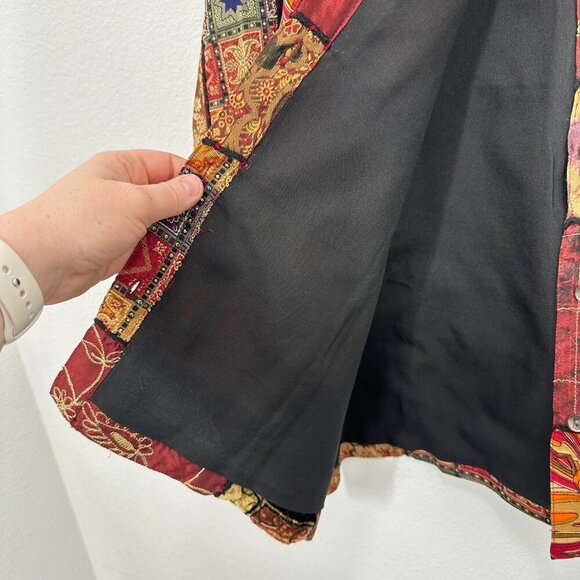 Chico's Vintage Patchwork Orange Red Cottagecore Ecclectic Art to Wear Size Med - Picture 6 of 9